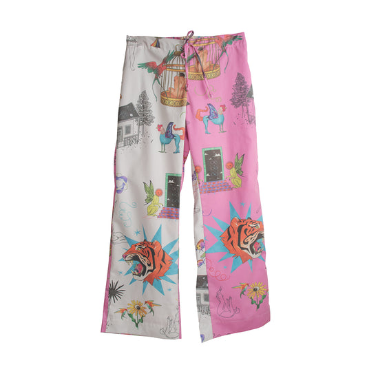 Pantalón Onírica blanco y rosa