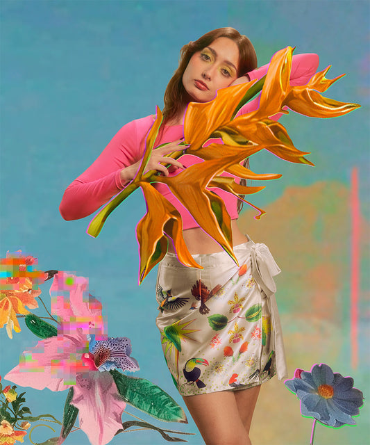 Falda orquídea blanca
