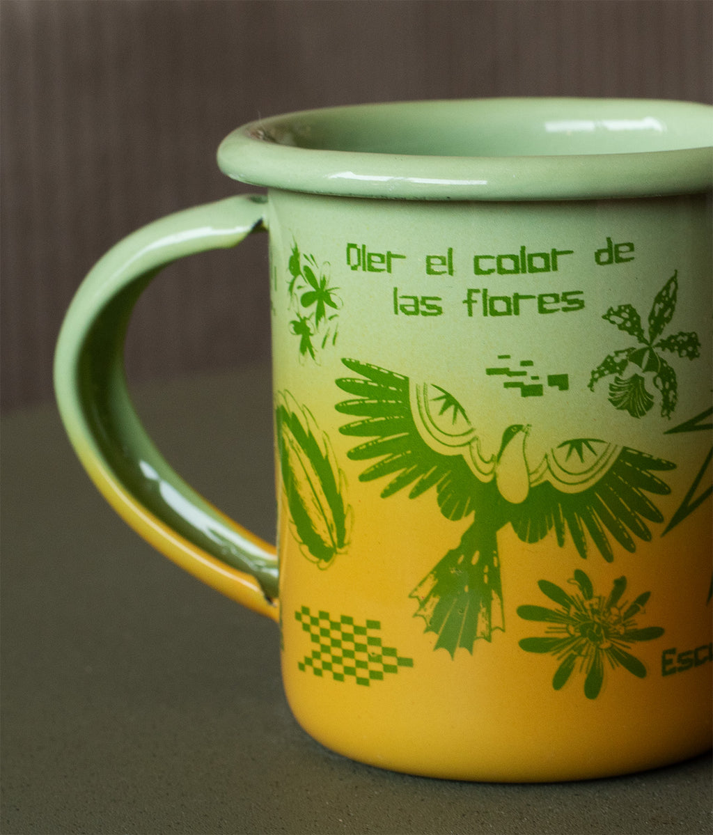 Taza peltre Pétalos verde