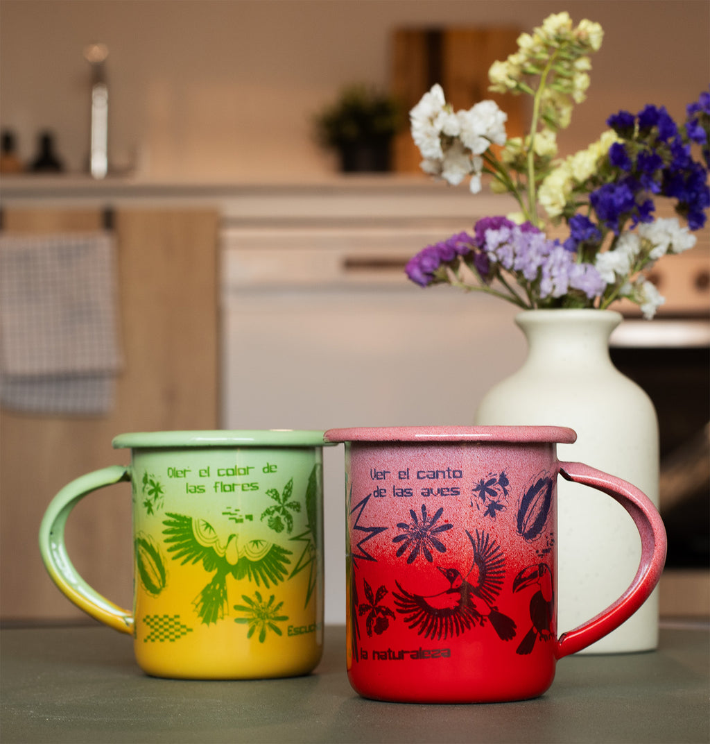 Taza peltre Pétalos rosa