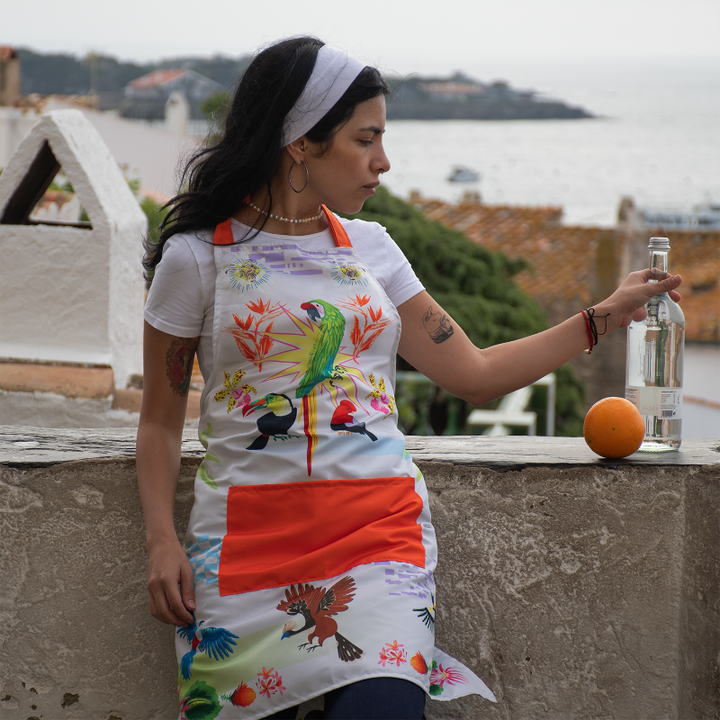 Birds Apron White