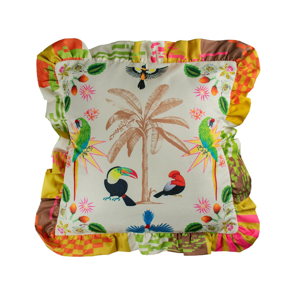 Birds Cushion Cover Yellow