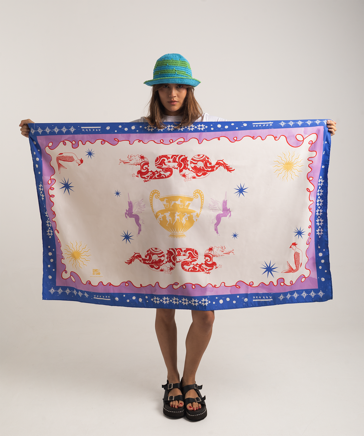 Manta playera unicornios azul