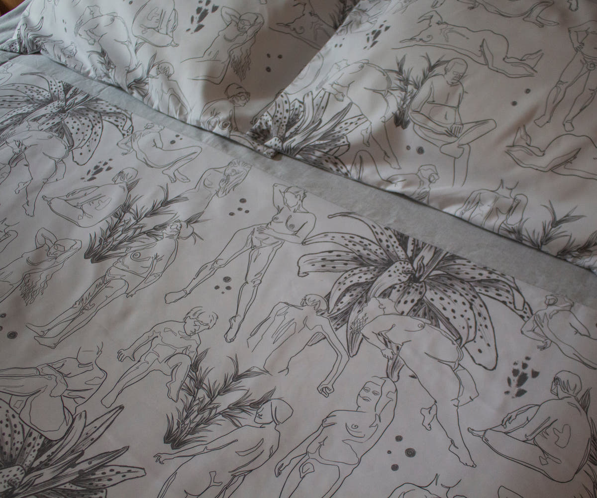 Grey Nude Duvet Cover