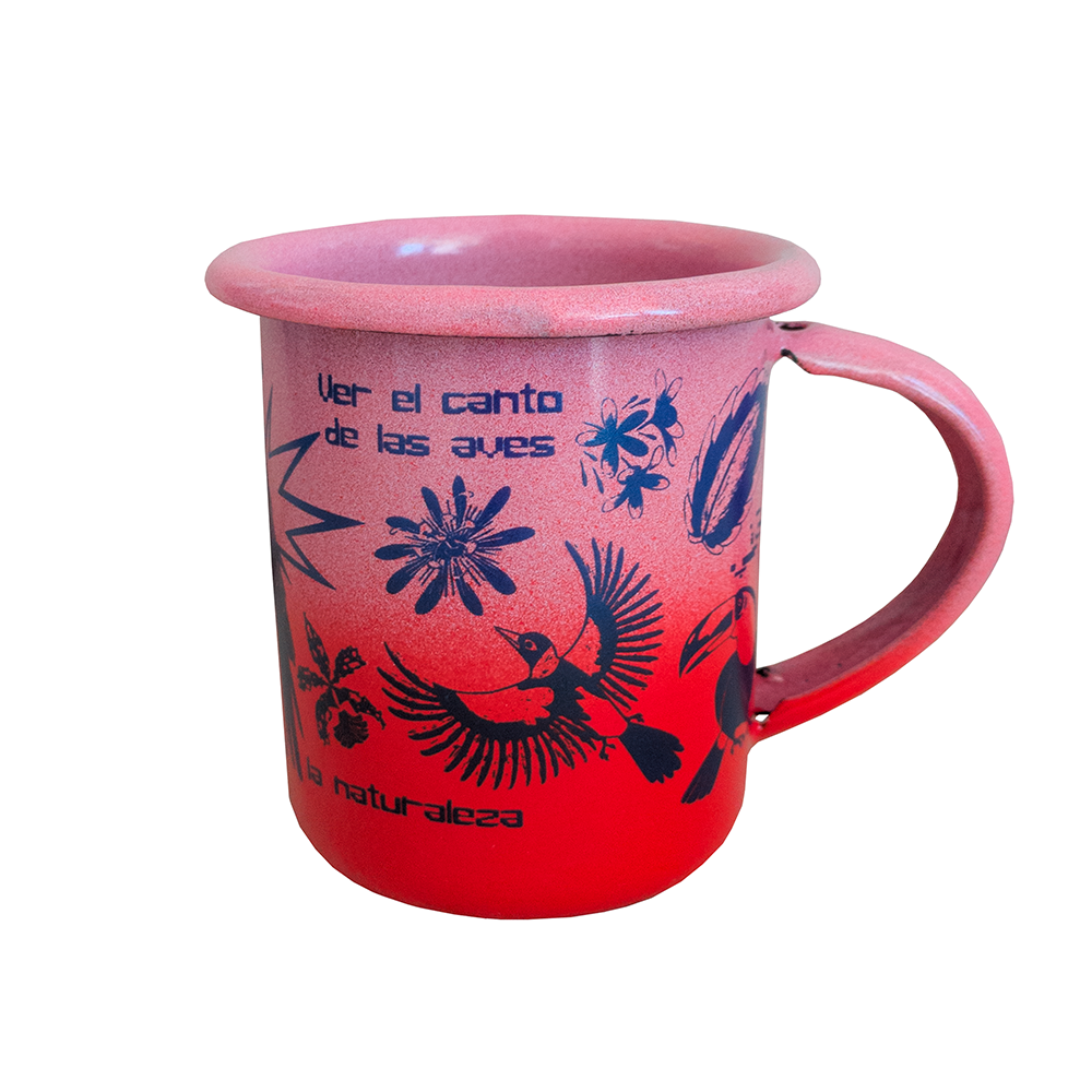 Taza peltre Pétalos rosa