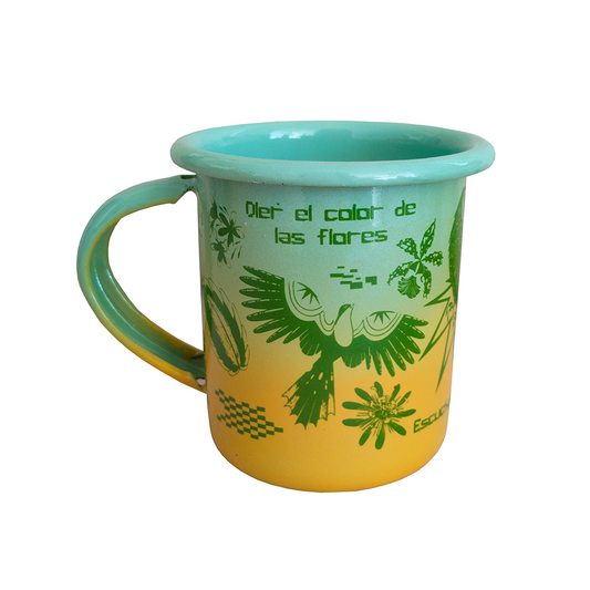 Taza peltre Pétalos verde